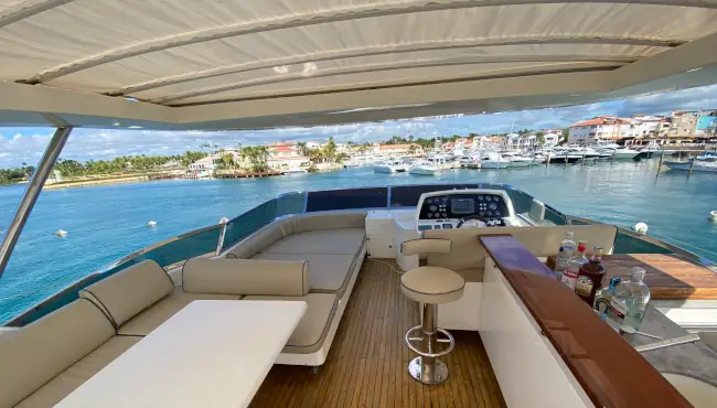 Spacious interior lounge aboard the Azimut 85 luxury yacht
