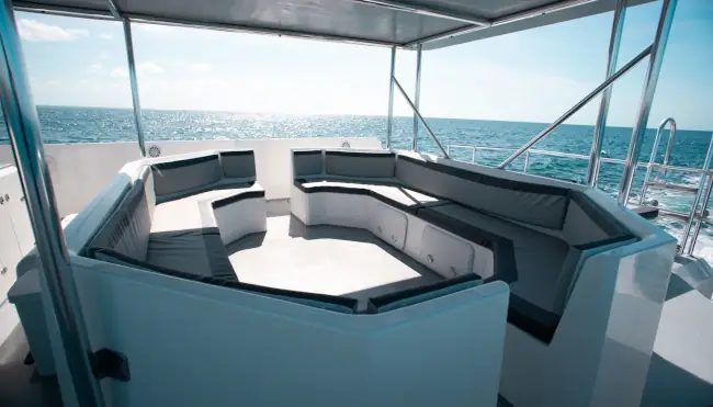 Enjoy Motor Catamaran cruising near Casa de Campo with shaded seating and space for up to 30 guests